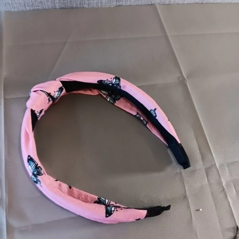 Pink Butterfly Top Knot Headband Boho‎ Cottagecore Ethereal Fairycore Hair Band